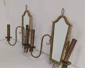 BRASS & MIRROR WALL SCONCES- GIO PONTI STYLE 1940/1960
