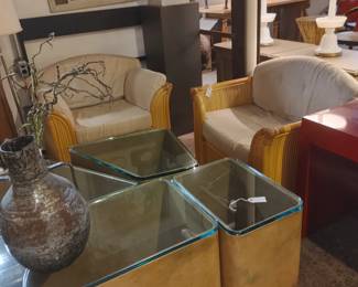 LARGE RATTAN LOUNGE CHAIRS