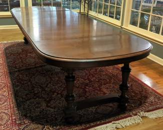 Antique Les Jeunes Francais Dining Table With 3 Leaves, 29" x 124" x 44.5", Measurement All Assembled