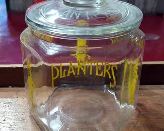 Vintage Planters Hexagonal Glass Jar With Lid, 9.5" Tall
