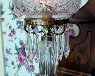 Cut Glass Electric Table Lamp, 18" Tall, Powers On