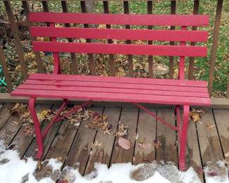 Metal Framed Wood Park Bench, 33" x 48.5" x 25"