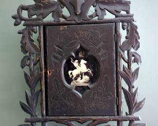 Antique Carved Wood Cigar Compartmental Wall Cabinet 23.5" x 18.5" x 5.5"