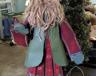 Vintage Outdoor 58" Santa And, Artificial Christmas Tree With Lights