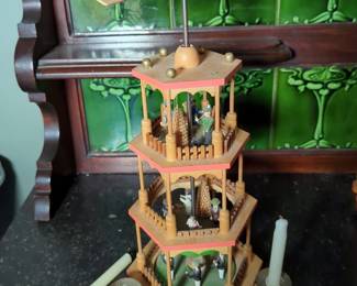 Christmas Themed Candle Carousels, Qty 2, 15" And 11"