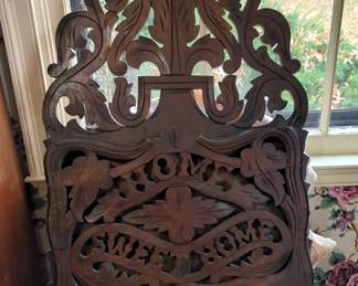 Hand Carved "Home Sweet Home" Wall Pocket, 31" x 17.5