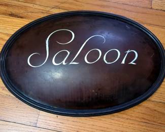 Vintage Hand Painted Beveled Metal Saloon Sign, 18" x 12"