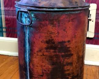 Antique Copper Jug With Lid, 19" x 11"