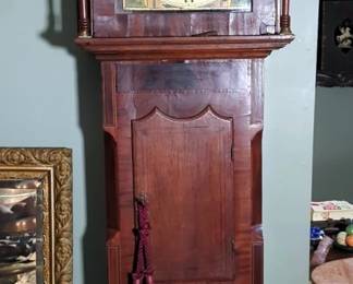 Antique J. Cherry Banbridge Georgian Oak Grandfather Clock, Includes Key And Crank, 89" x 21" x 10"