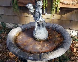 Concrete 3 Piece Water Fountain With Children Under Umbrella, 52" x 39" Dia