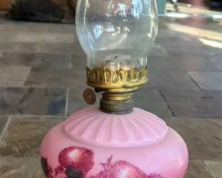 Antique Eagle Oil Lamp With Footed Brass Base And Hurricane Style Shade, 19.5"