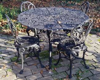 Metal Patio Table, 26.5" x 41" Dia, And Chairs, Qty 4