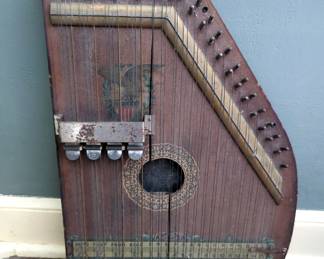 Antique Mandolin Harp With Eagle Motif, 18.5" x 13"