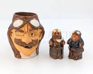 (3 PCS) AVIATION POTTERY
(1 PR.) PILOT POTTERY SALT & PEPPER
(1) PILOT POTTERY MUG