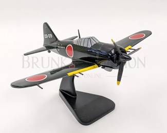 WOODEN MODEL AIRPLANE W/ STAND
MITSUBISHI A6M ZERO
HAND PAINTED
14" X 17.5"