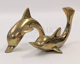 (2) VINTAGE BRASS DOLPHINS