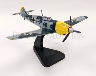 WOODEN MODEL AIRPLANE W/ STAND
MESSERSCHMITT BF-110
HAND PAINTED
15.5" X 17"