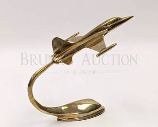 BRASS FIGHTER JET DESK ORNAMENT