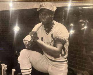 8 X 10 Blackandwhite Picture Of Lou Brock In The Dugout