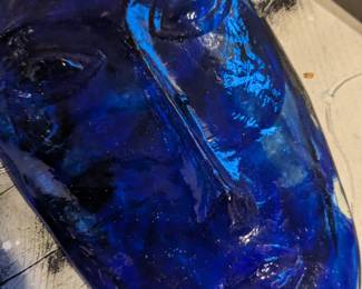 Rare Blue Glass Face Mask Mexican Art