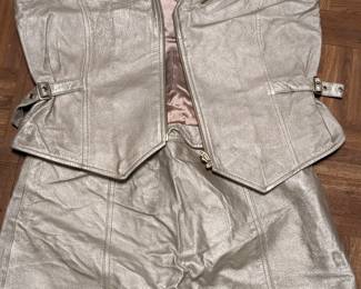 Silver Leather 2 piece set (mini-shirt and vet)