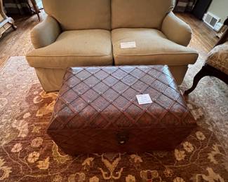 Maitland Smith Leather Trunk $1600.                                         Lee Upholstered Loveseat $850