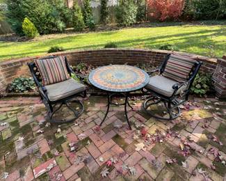 Mosaic Table $90.                                                                                     Rocking Swivel Chairs $150 each