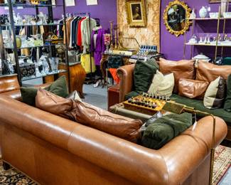 Ralph Lauren Leather & Corduroy Sofa (pair)