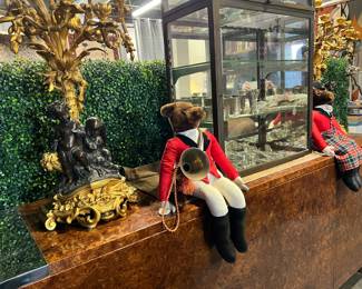 French Gilt & Bronze Candelabra (pair), Pace Burled Wood Sideboard