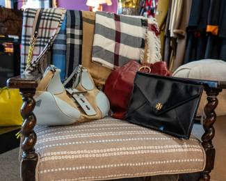 Antique Barley Twist Armchair (pair), Burberry Scarves