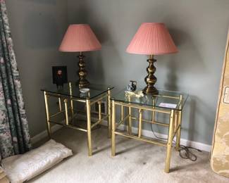 Pair of Brass & Glass Side Tables $40 pair