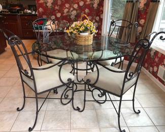 Round Glass & Iron Table w/ 4 Chairs $150