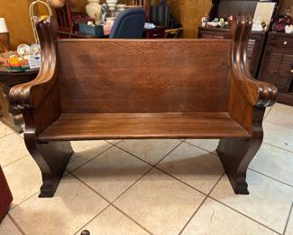 #21-$400 - Church pew tiger oak