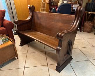 #21-$400 - Church pew tiger oak