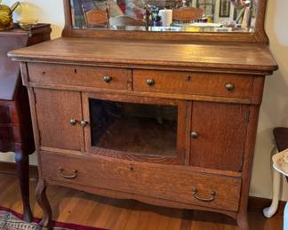 #10 - $400 Tiger oak buffet/server with center glass door 41Wx20Dx39T