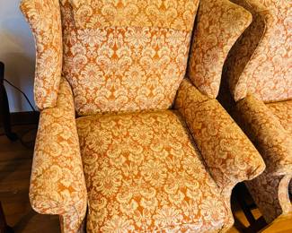 #4 - $200 Pair of orange wing back chairs 