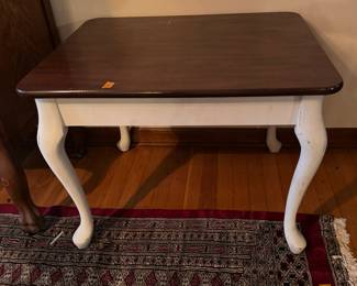 #9 - $50 wood table top with white legs 27x20x21