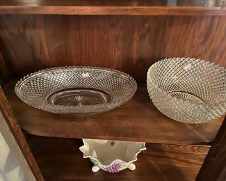 Cut crystal bowls oval & round 