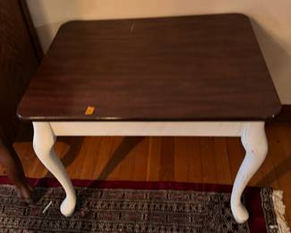 #9 - $50 wood table top with white legs 27x20x21