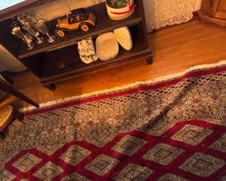 $350 Bokhara style rug red/black 