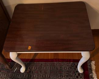 #9 - $50 wood table top with white legs 27x20x21