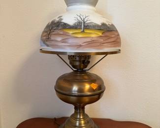 Winter handpainted globe karoseene style lamp electric $68