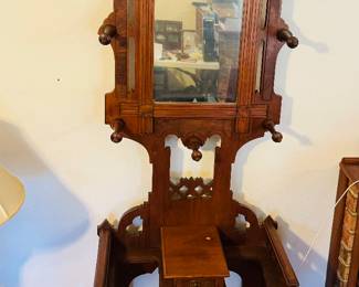 #1 - $595 -American Aesthetic period hall tree 25Wx14 1/2Dx73T