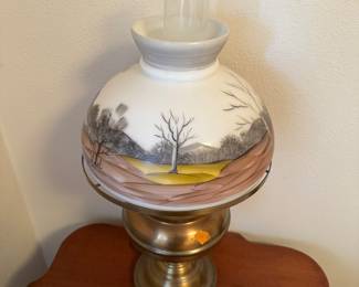 Winter handpainted globe karoseene style lamp electric $68