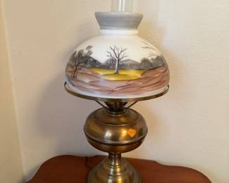 Winter handpainted globe karoseene style lamp electric $68