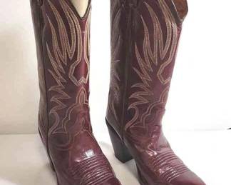 Andrew Gellers 7 1 2 B Maroon Cowgirl Boots With Heel