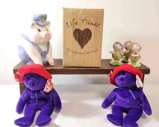 Boyds Bear Figurine, TY Red Hat Lady Beanie Babies, Ceramic Pig Bank,  Homco Ceramic Turtles