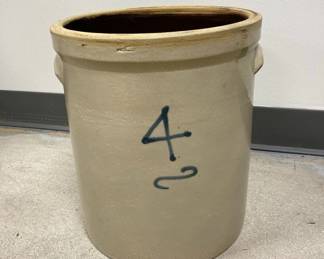 Antique Stoneware 4 Gallon Crock Heavy