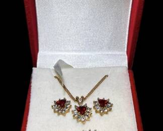 Avon Heart Garnet 3piece Set