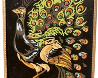 Velvet Sequin Peacock Wall Art